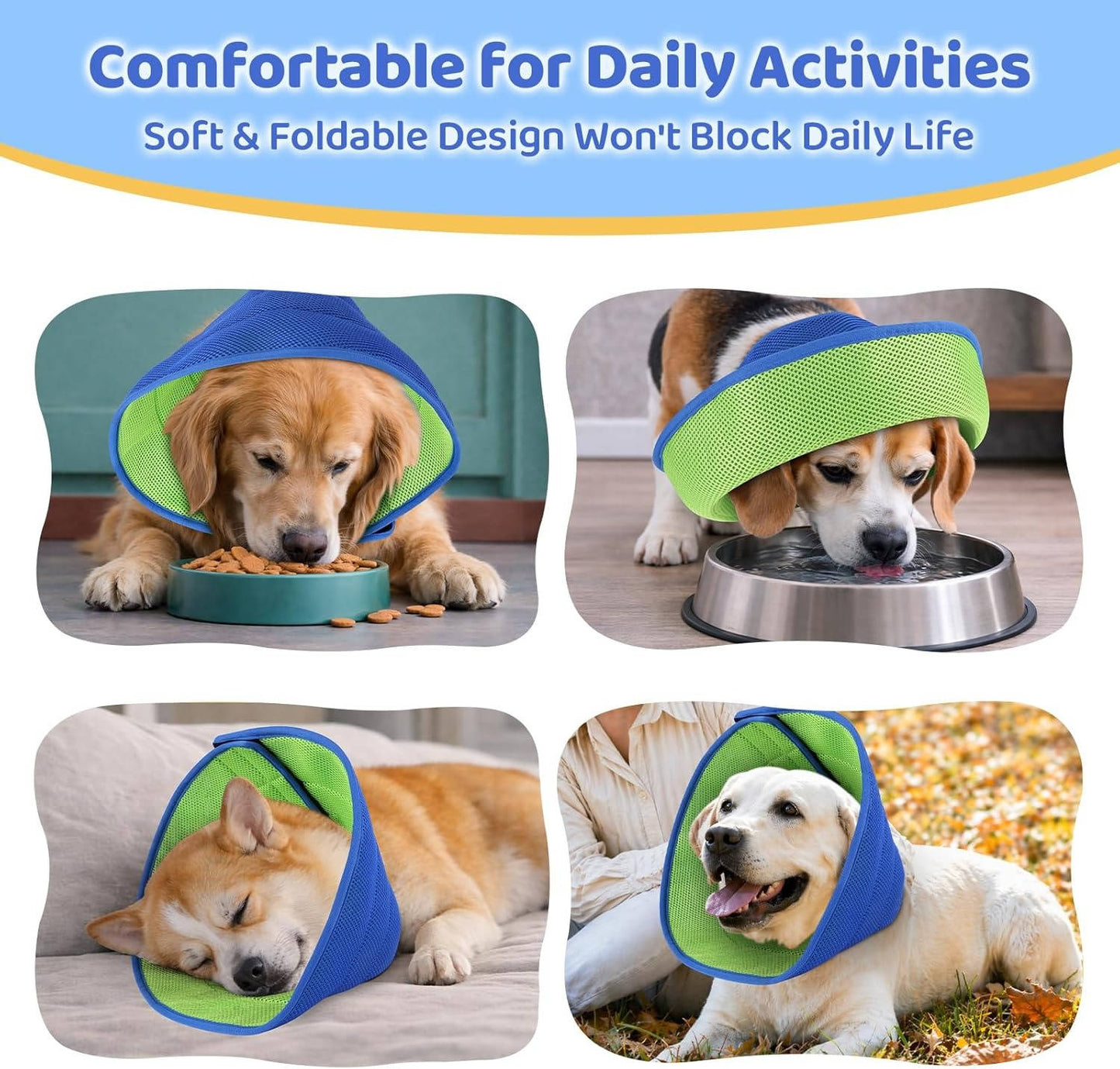 Soft Dog Cone Collar to Stop Licking After Surgery, Adjustable Washable Recovery E-Collar for Dogs and Cats