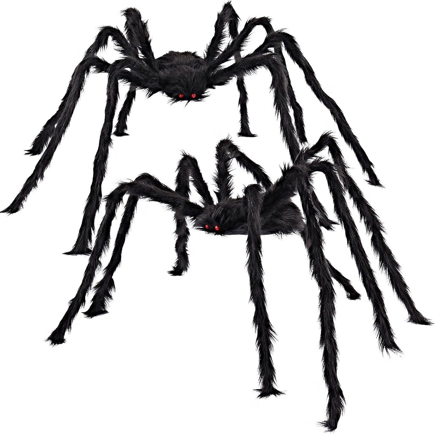 2 Pack 5 FT Halloween Giant Spider Decorations, Hairy Black Fake Spiders for Outdoor Yard, Haunted House and Indoor Party Decor