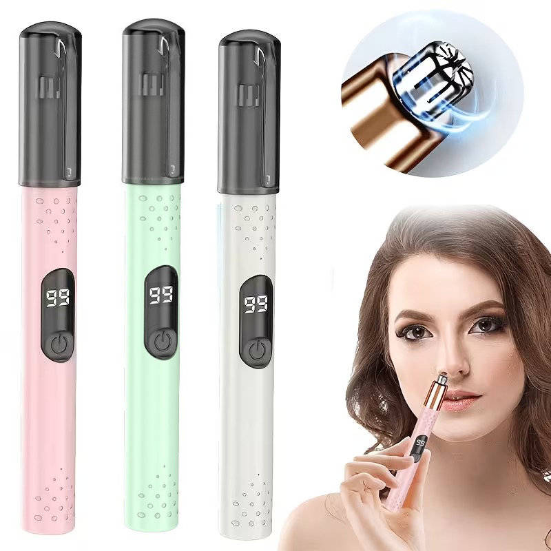 Portable Electric Nose Hair Trimmer, USB Rechargeable, No Pulling, Compact Trimmer for Nose, Ear and Eyebrow Hair