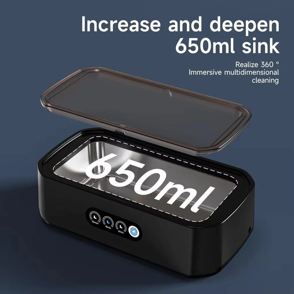 Ultrasonic Jewelry Cleaner, 49kHz High Frequency, 650ml Professional Ultrasonic Cleaning Machine