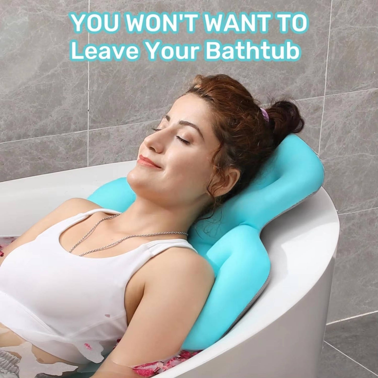 Full Body Bath Pillow for Bathtub, Thick Tub Cushion, Head, Neck and Back Support, Luxury Bath Headrest