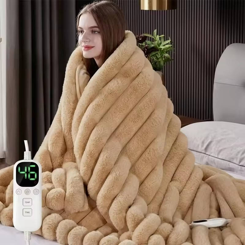 Heated Throw Blanket, Cozy Faux Fur Electric Blanket for Sofa, Bed and Home