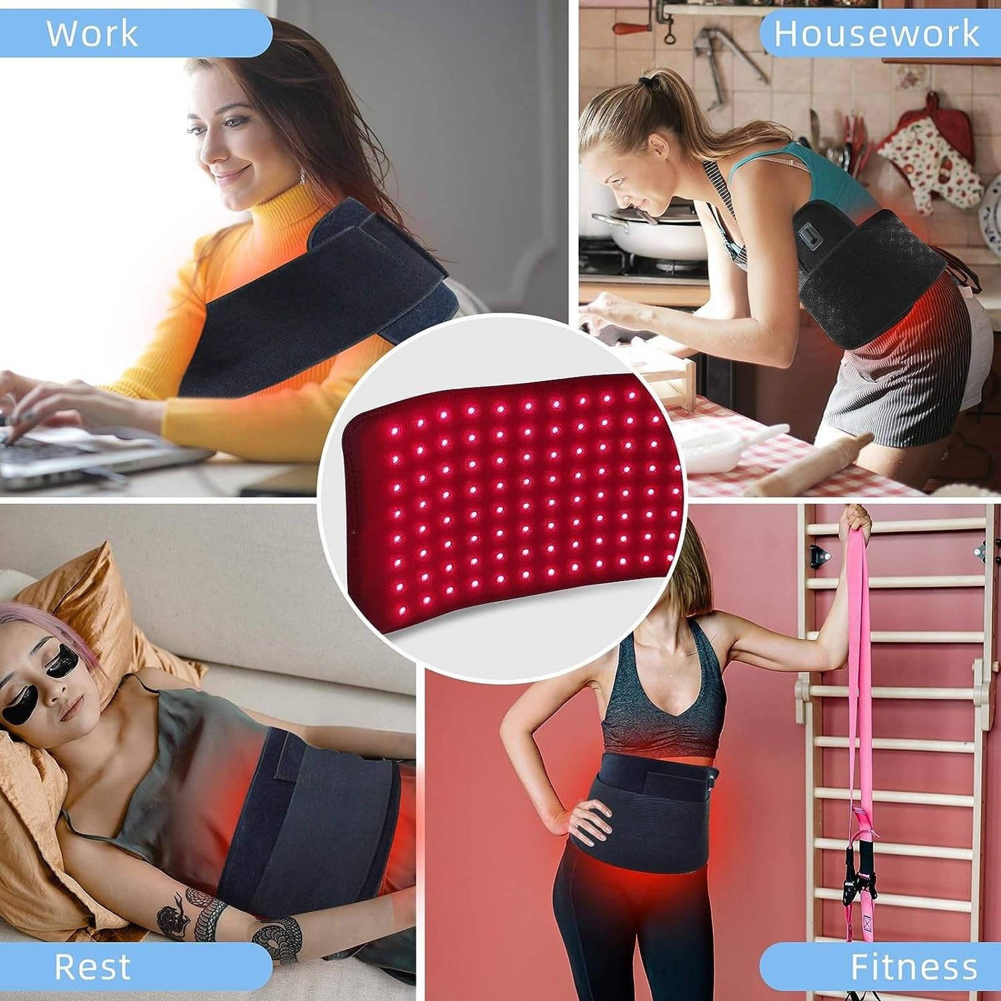 Medical Grade at Home Infrared Light Therapy Pad Belt for Pain Relief, Adjustable Heat Therapy Wrap