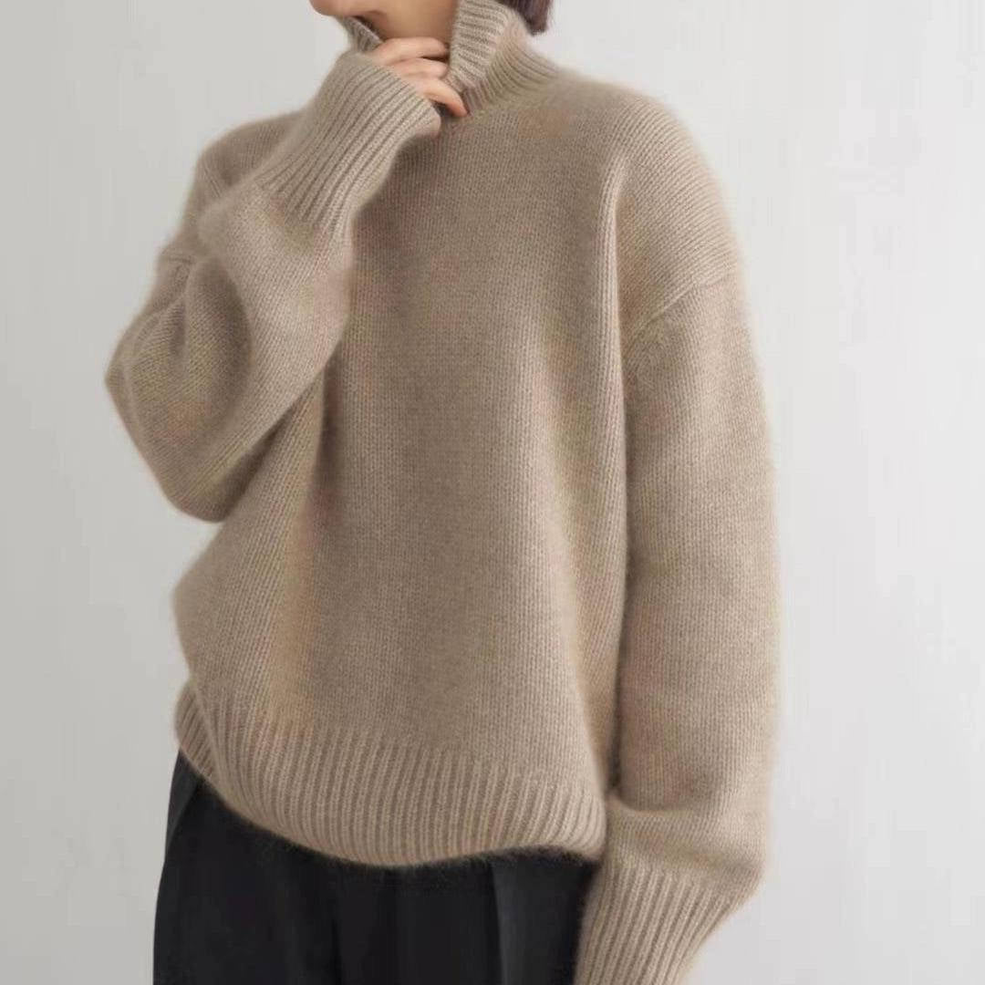 Turtleneck Sweater with Loose Fit and Full Length Sleeves, Stretch Knit