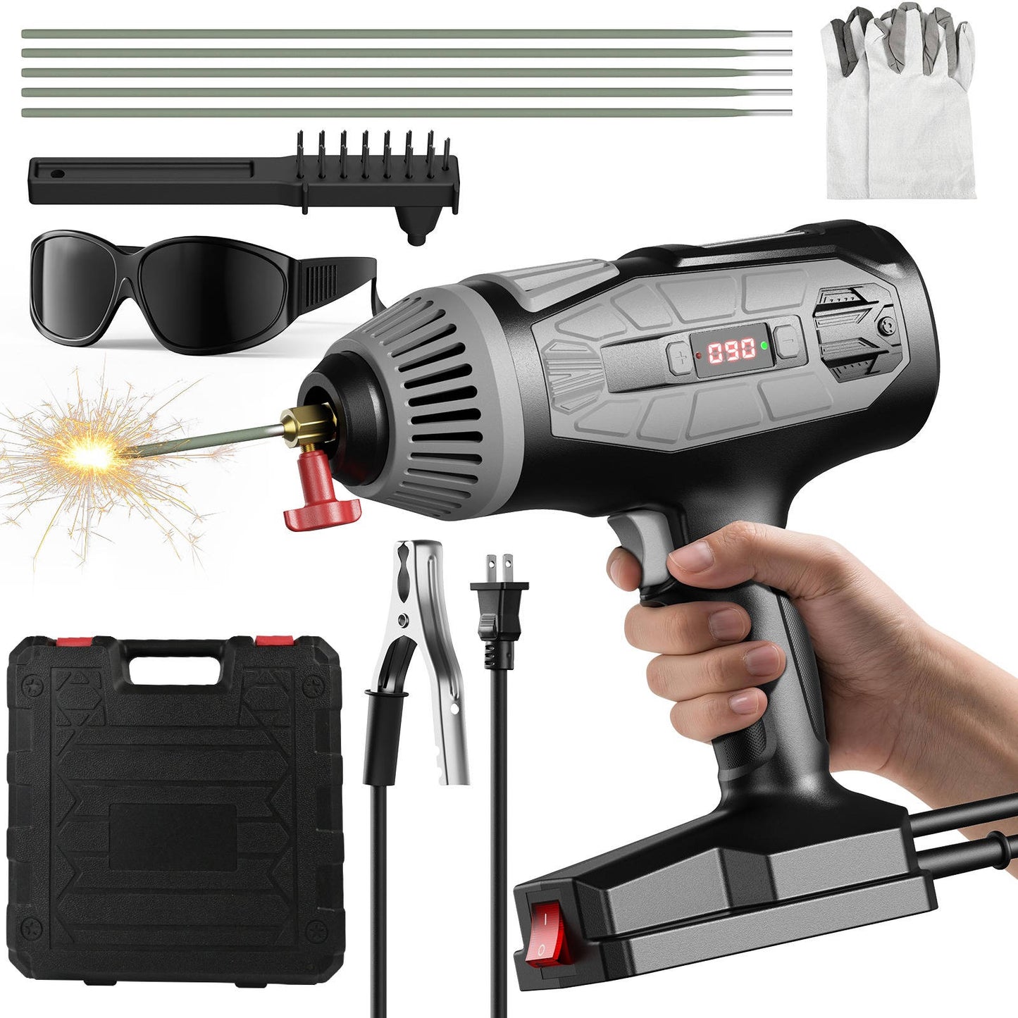 Portable ARC Welding Machine, 110V Handheld IGBT Inverter Welder, Adjustable Current, 3 32 inch Rod Compatible