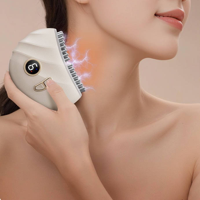 Heated Jaw and Neck Massager, Jaw Massage Tool with Vibration, Ergonomic Multi Point Design