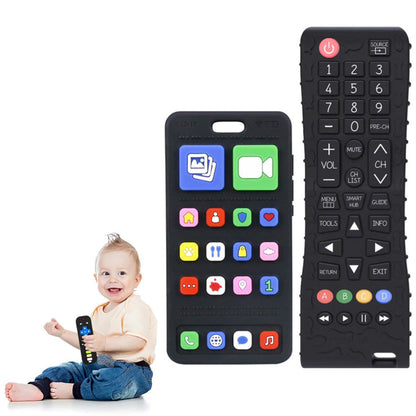 Baby Remote Control Teether Set 2 Pack, BPA Free Silicone Sensory Teethers for Gum Relief and Infant Care
