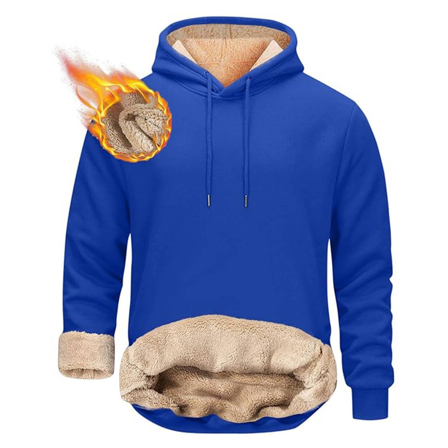 Sherpa Fleece Hoodie with Hidden Security Pocket and Raglan Sleeves for Men