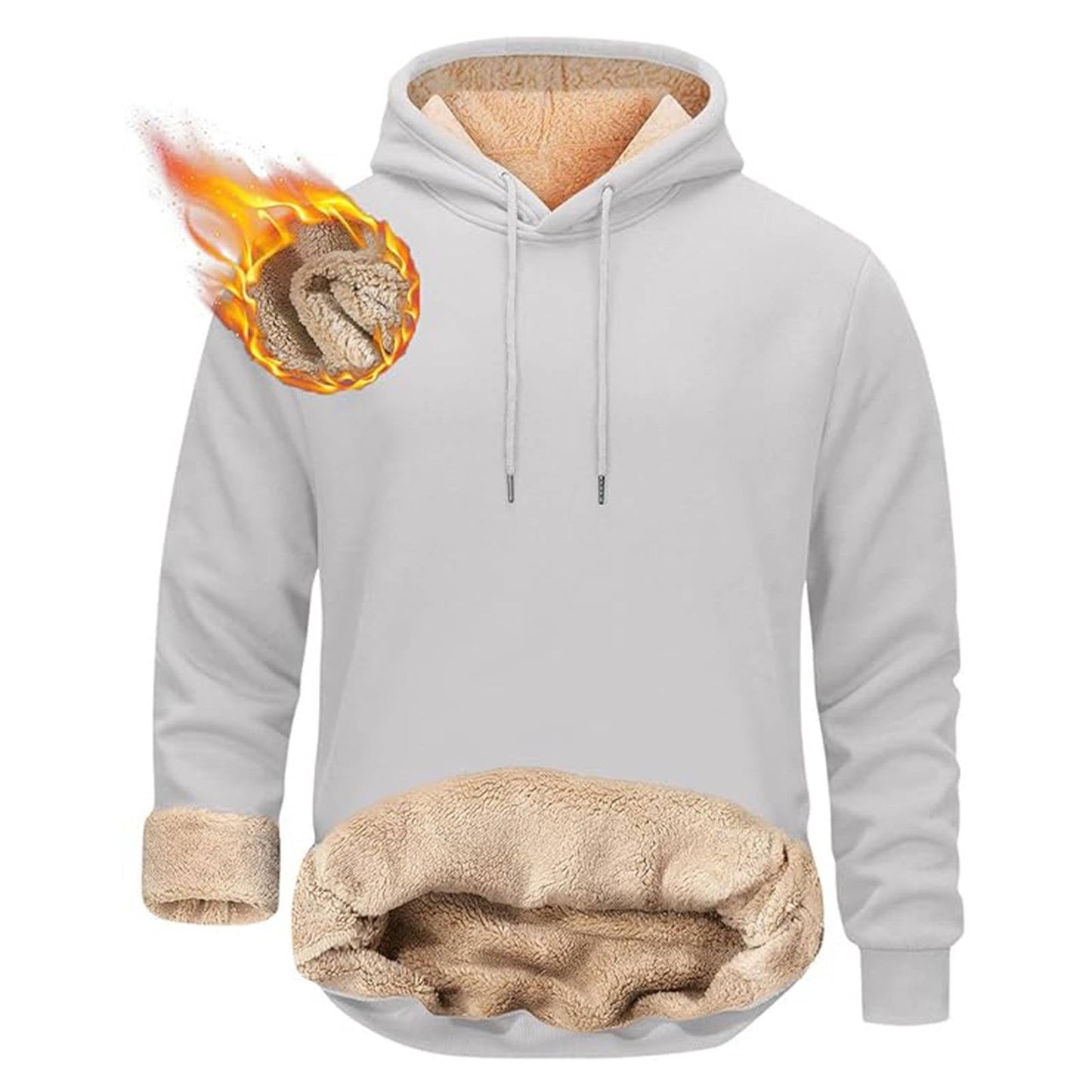 Sherpa Fleece Hoodie with Hidden Security Pocket and Raglan Sleeves for Men