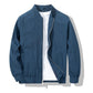 Mens Bomber Jacket with Metal Zipper and Rib Knit Trim for Spring Fall