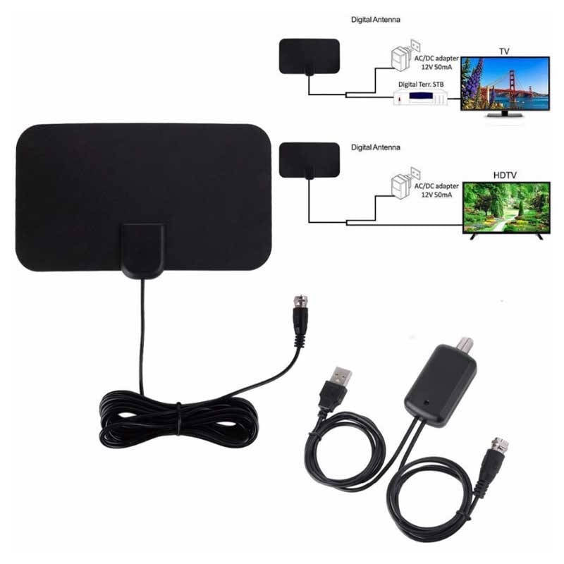 300 Miles Indoor Digital Amplified HDTV Antenna with Signal Booster for Local Channels