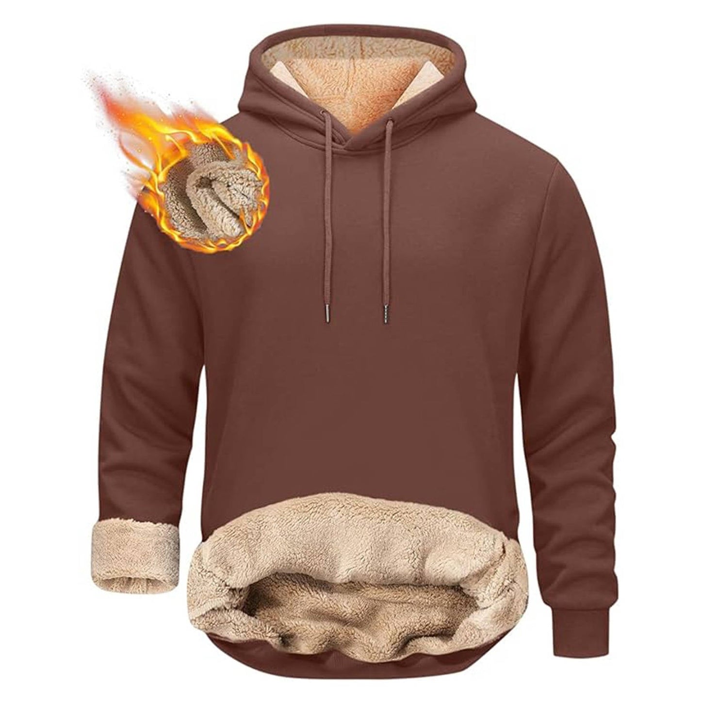 Sherpa Fleece Hoodie with Hidden Security Pocket and Raglan Sleeves for Men