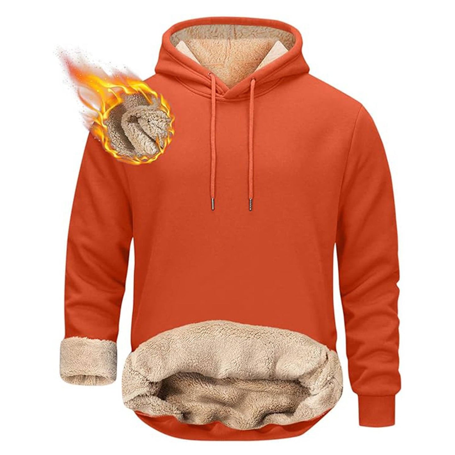 Sherpa Fleece Hoodie with Hidden Security Pocket and Raglan Sleeves for Men