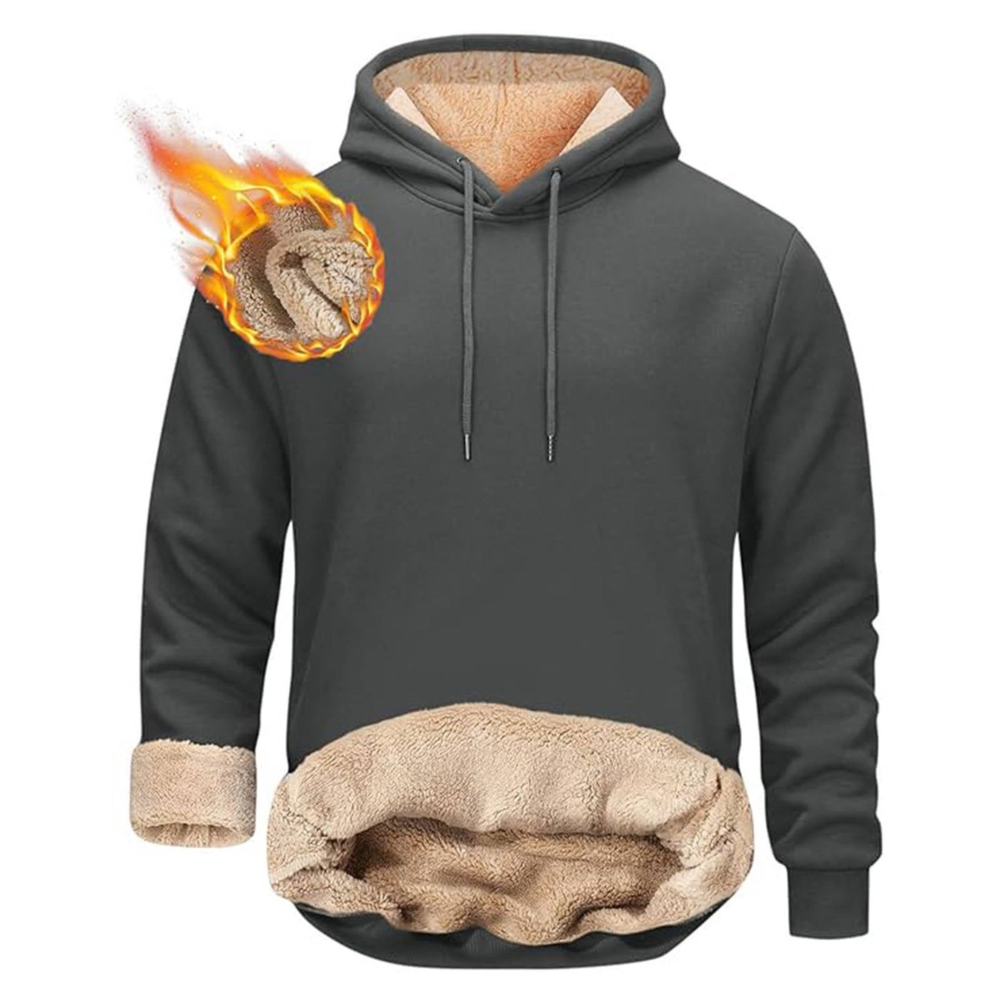 Sherpa Fleece Hoodie with Hidden Security Pocket and Raglan Sleeves for Men