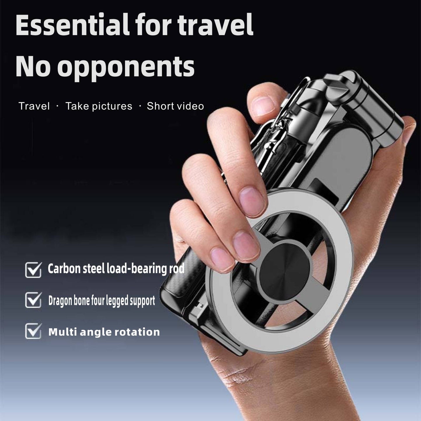 Magnetic Selfie Stick, 25in Extendable, 360° Rotatable, Bluetooth Remote, Portable Phone Tripod for iPhone and Smartphones