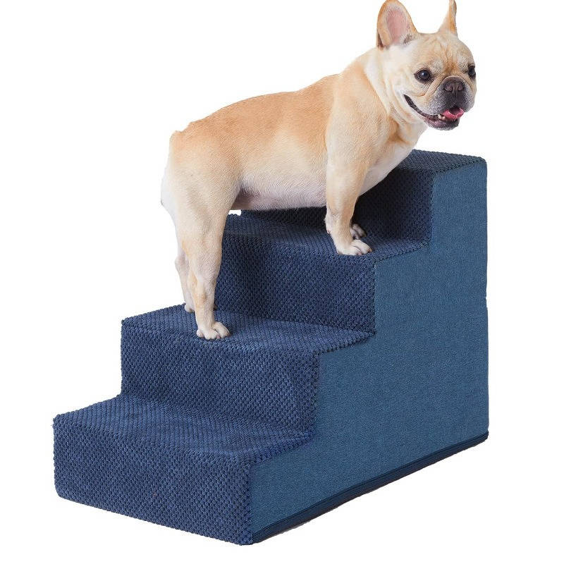 Dog Stairs for Bed 18 Inch Height, 4 Step Non Slip Pet Steps for Small Dogs and Cats