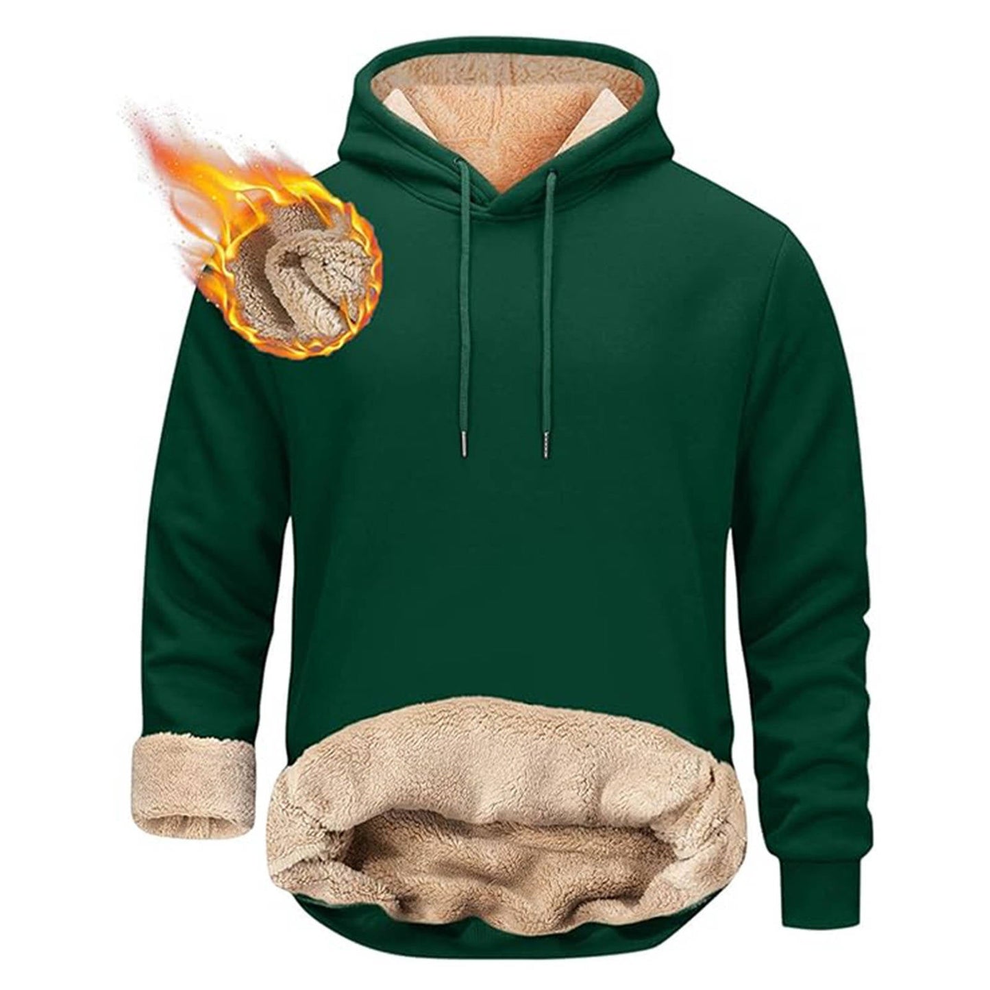 Sherpa Fleece Hoodie with Hidden Security Pocket and Raglan Sleeves for Men