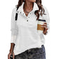 Womens Stand Collar Pullover with Partial Button Placket and Drawstring Neckline