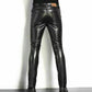 Slim Fit Faux Leather Pants with Spandex Stretch and Low Rise, Ankle Length