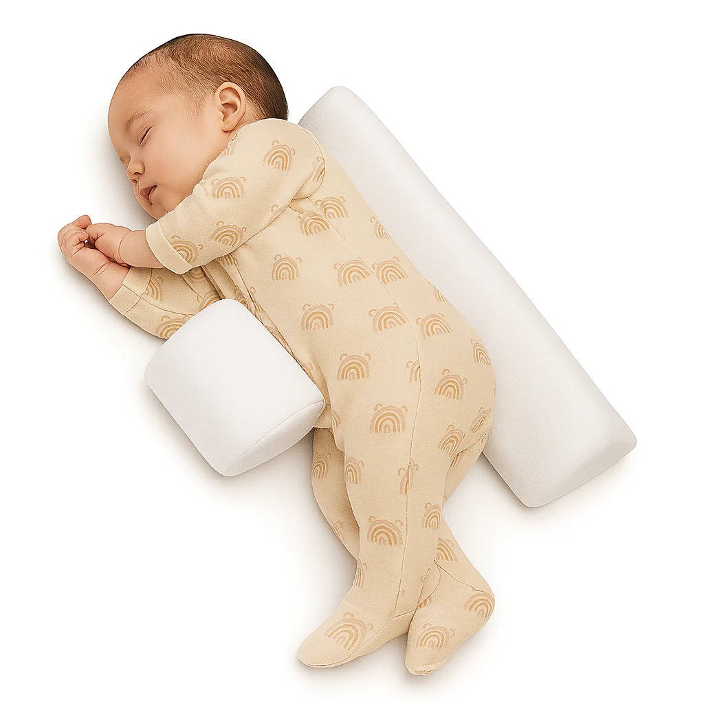 Adjustable Side Sleeping Wedge for Newborns with Dual Cushion Support and Machine Washable Cover