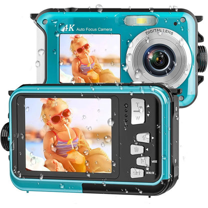 4K 64MP Underwater Digital Camera, Waterproof Camera for Swimming, Snorkeling and Diving