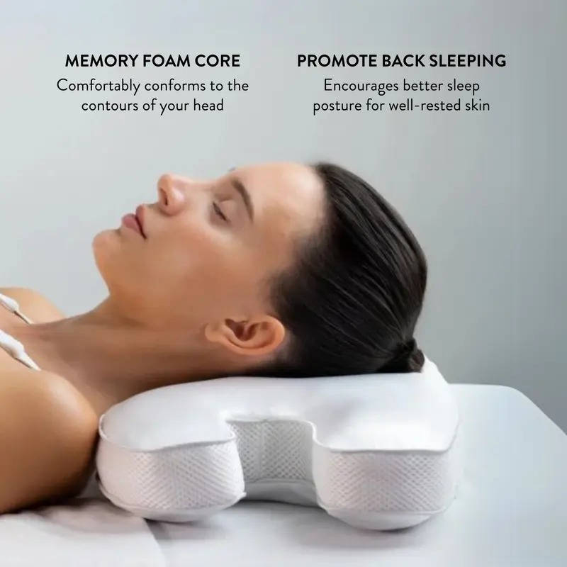 Anti Wrinkle Skincare Pillow, Ergonomic Memory Foam Pillow for Side and Back Sleepers, Helps Reduce Sleep Lines