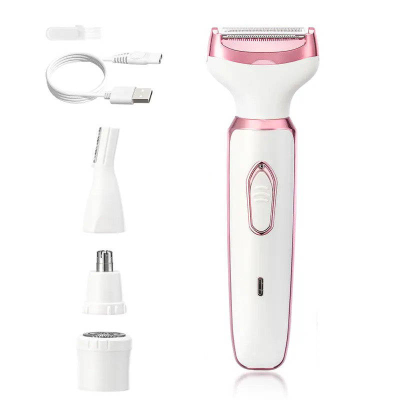 4 in 1 Electric Lady Shaver, Body Hair Trimmer for Face, Nose, Eyebrows and Underarms, Rechargeable Womens Grooming Kit