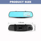 Mirror Dash Cam 1080P HD DVR, Dual Camera Car Front and Rear Video Recorder