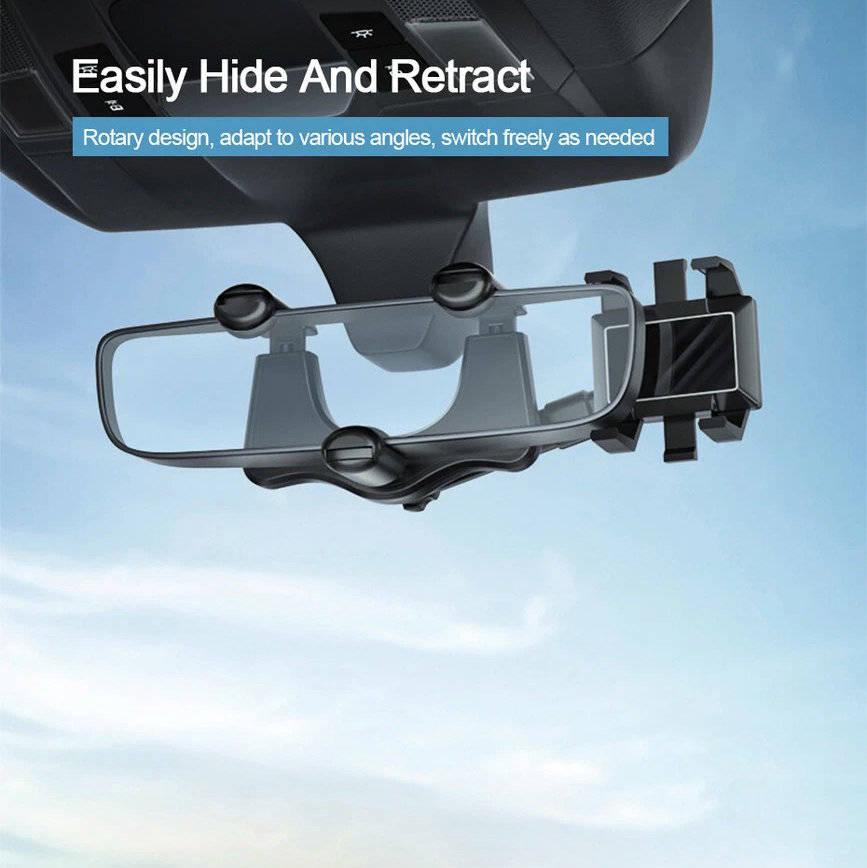 Universal Car Phone Holder Hands Free, Rearview Mirror Adjustable Smartphone Mount