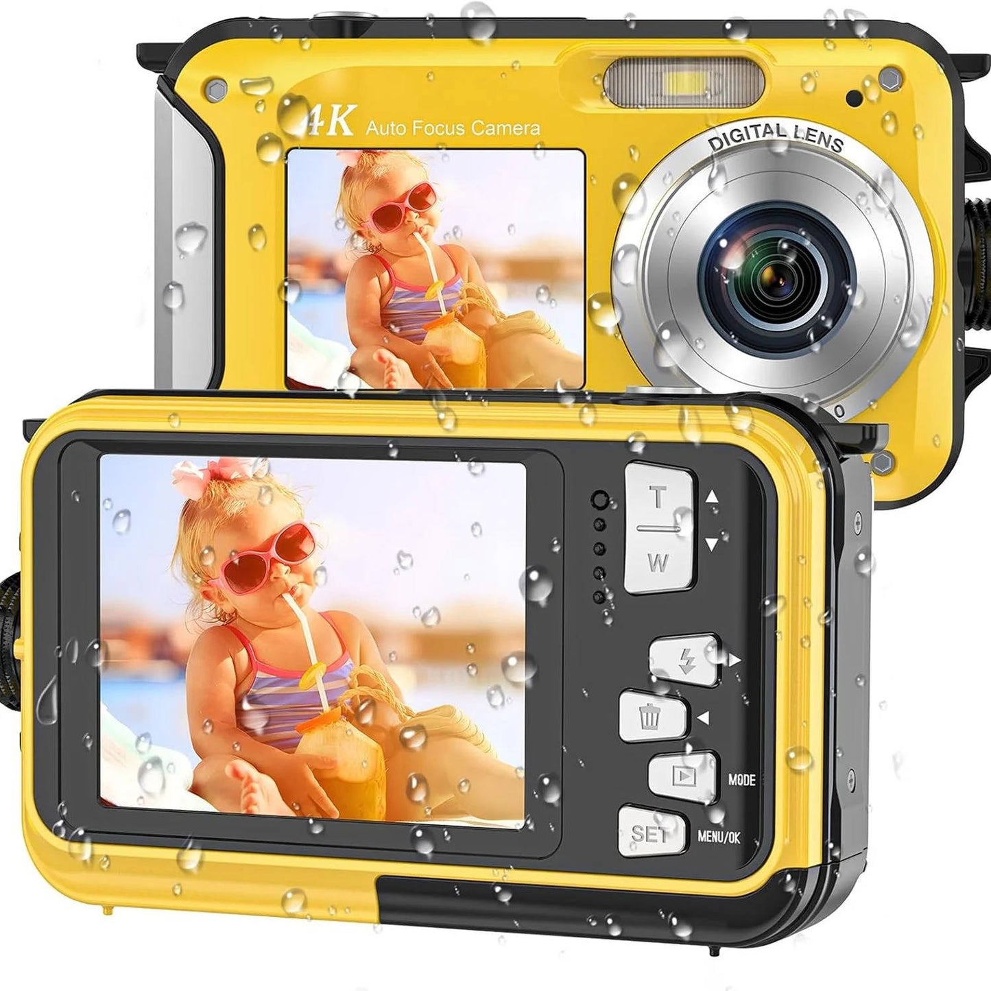 4K 64MP Underwater Digital Camera, Waterproof Camera for Swimming, Snorkeling and Diving