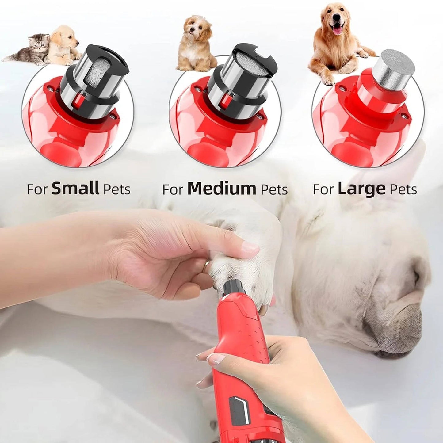 Pet Nail Grinder, Dustproof Electric Trimmer with LED Light, 6 Speeds for Dogs and Cats