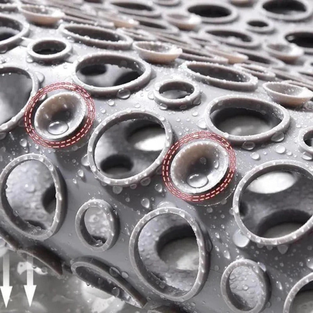Textured Shower Mat with Traction Grooves and Heat-Resistant Material