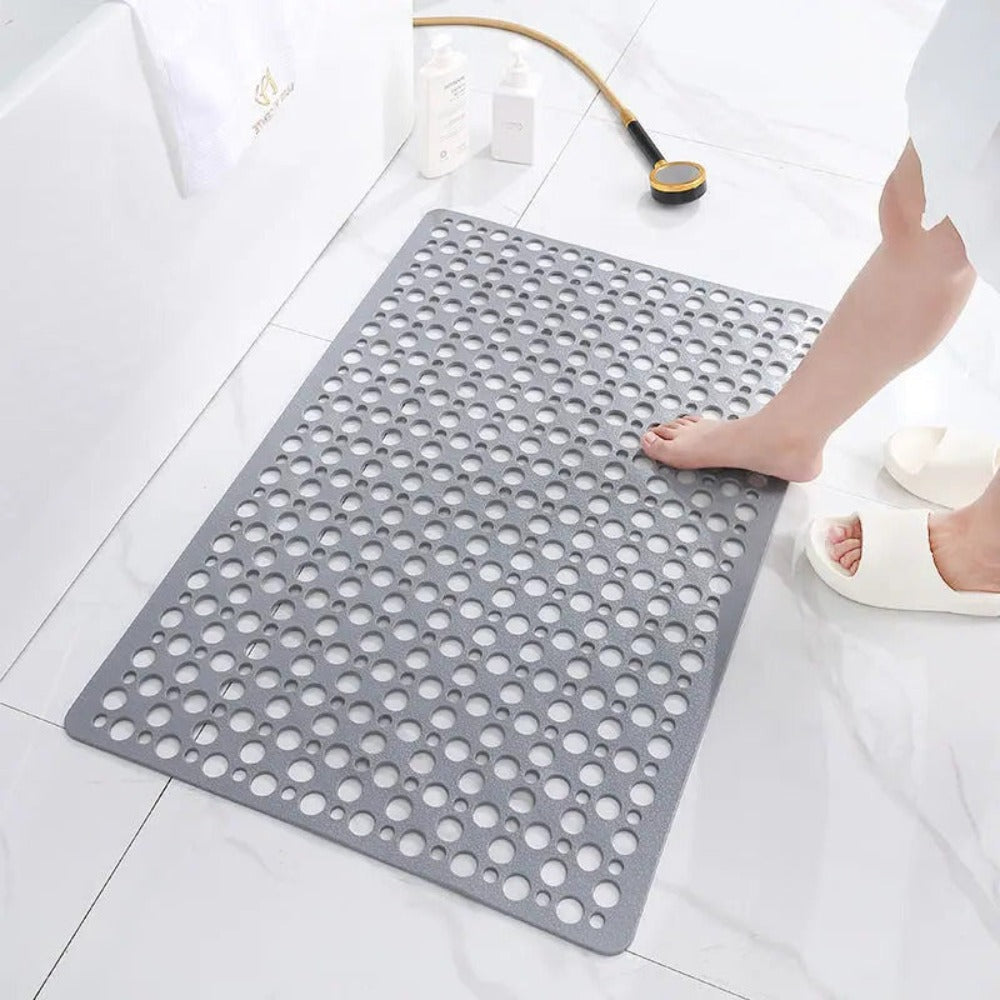 Textured Shower Mat with Traction Grooves and Heat-Resistant Material