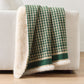 Reversible Houndstooth Fleece Throw Blanket with Soft Plush Faux Fur Backing