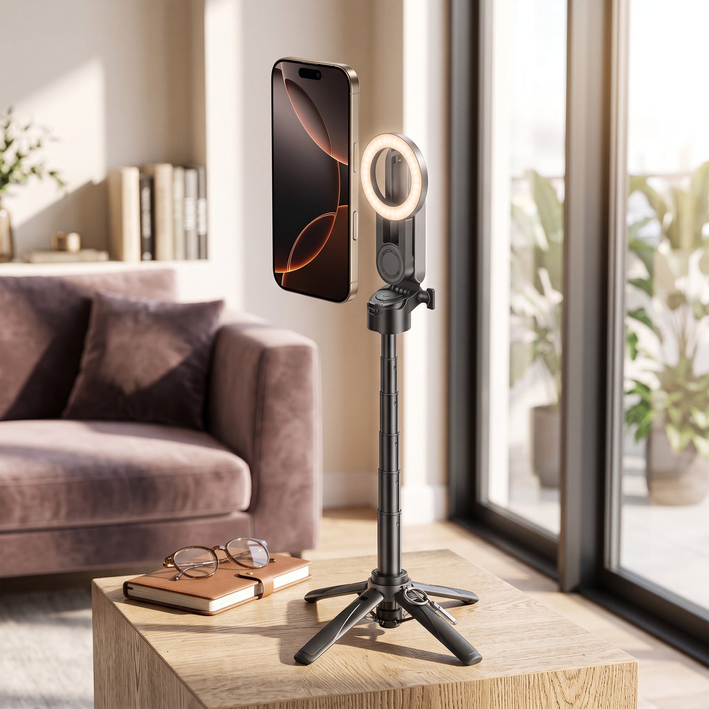 Magnetic Selfie Stick with Wireless Remote and Tripod Base, 360° Rotation