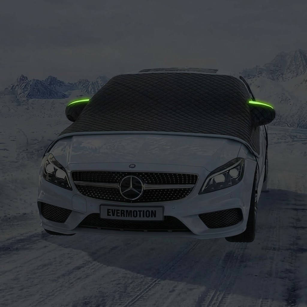 Car Windshield Snow Cover, Anti Frost and Anti Snow Sunshade with Reflective Strip and Rearview Mirror Covers, UV Protection, Easy Installation