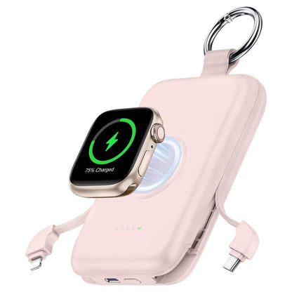 5000mAh Portable Power Bank, Compact Charger with Built In Cables