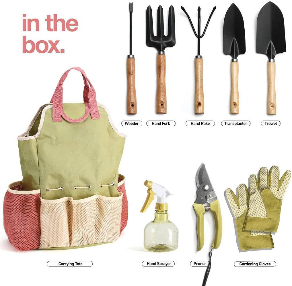 Gardening Tools Set of 10, Complete Heavy Duty Garden Tools Set
