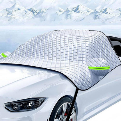 Car Windshield Snow Cover, Anti Frost and Anti Snow Sunshade with Reflective Strip and Rearview Mirror Covers, UV Protection, Easy Installation