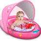 Baby Pool Float with Canopy UPF50 Plus, Anti Tip Safety Seat Inflatable Float for 6 to 36 Months with Adjustable Sun Shade