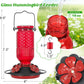 16 OZ Glass Hummingbird Feeders for Outdoors, with 4 Bee Guard Feeding Ports & Built in Ant Moat