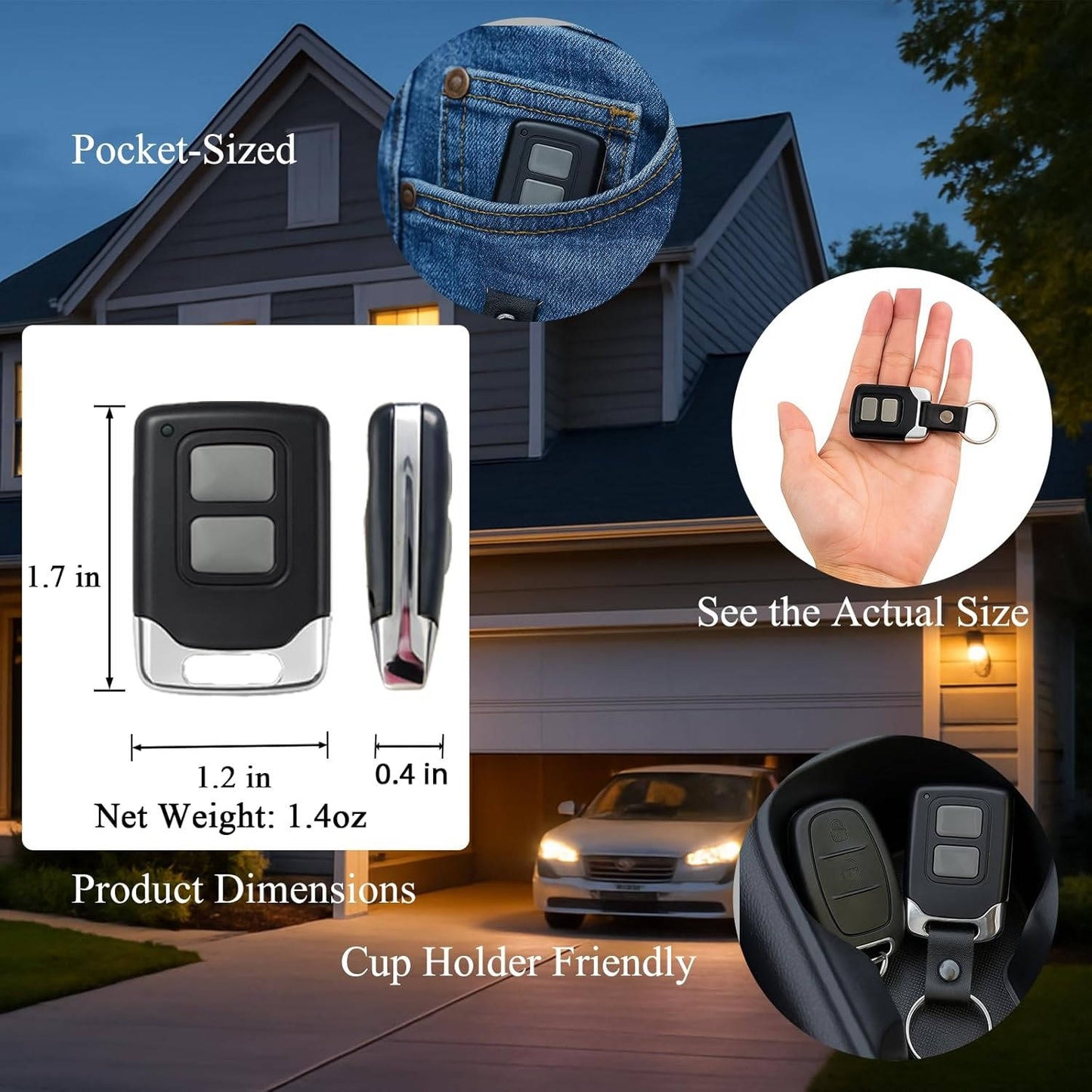 2 Pack Garage Door Opener Remote Replacement, Compatible with Genie Intellicode Overhead Door Openers G3T-R G3T-BX G3T-A