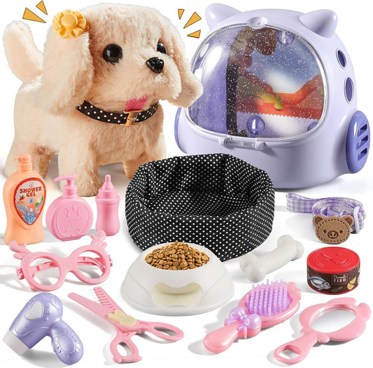Realistic Robot Puppy for Kids and Toddlers, Interactive Dog, Walking, Barking & Wagging Dog, 16 Pcs