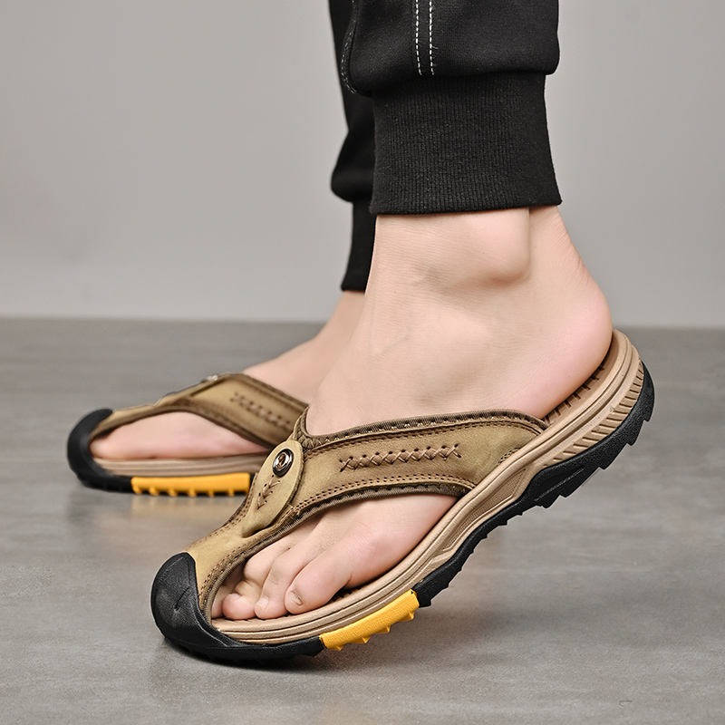Closed Toe Flip Flops for Men with Nonslip Rubber Sole and Fast Drying Material