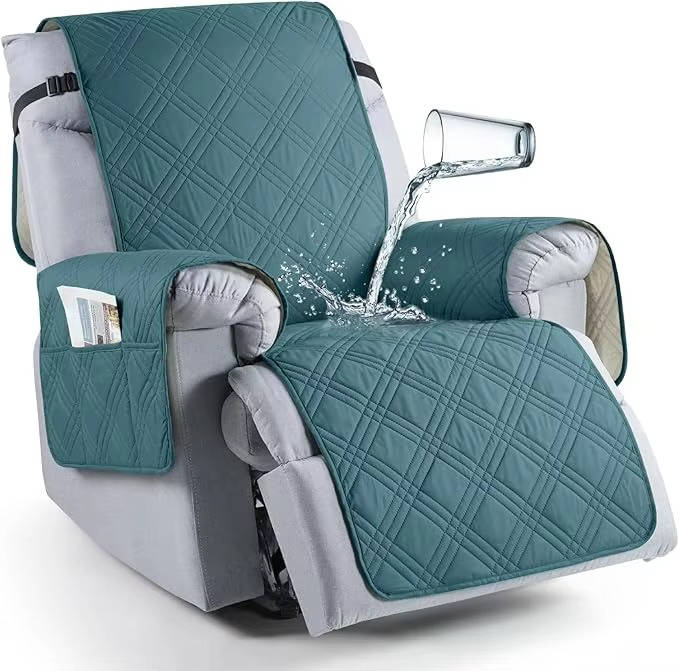 Recliner Chair Cover with Microfiber Surface and Silicone Grip, Machine Washable