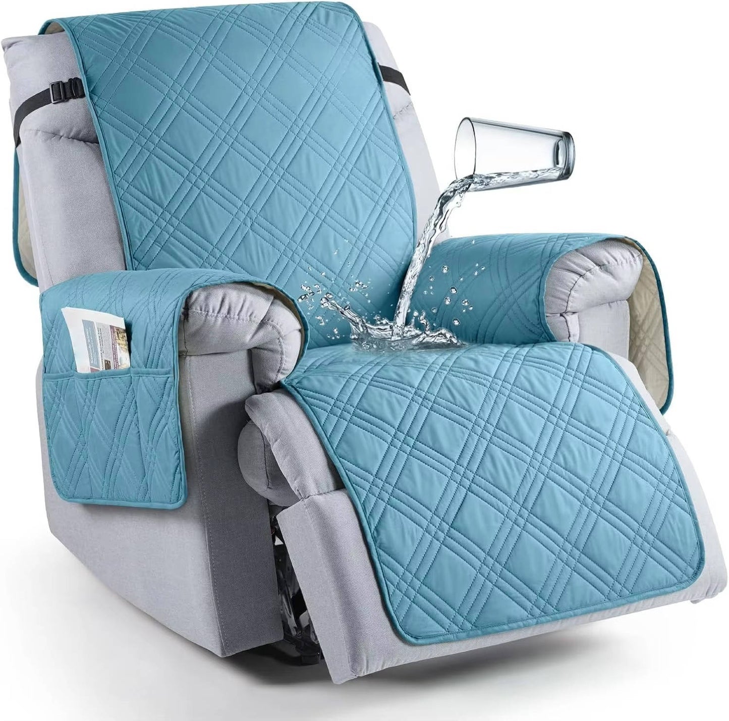 Recliner Chair Cover with Microfiber Surface and Silicone Grip, Machine Washable