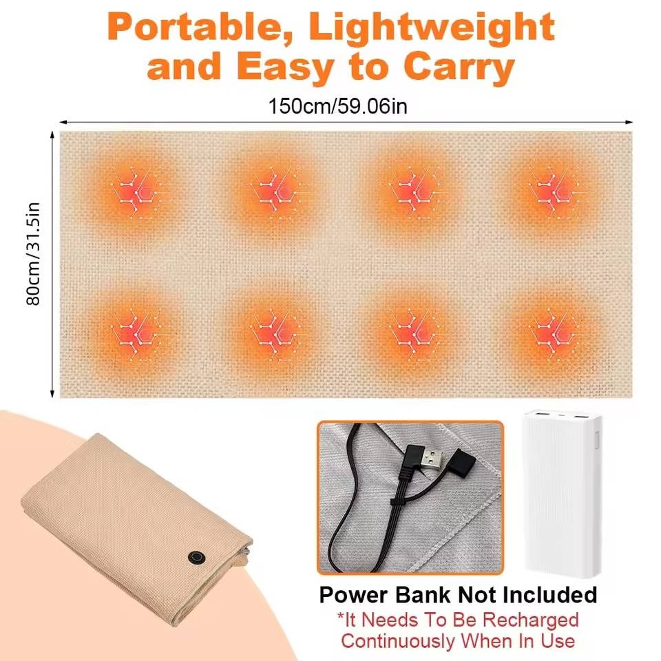Heated Shawl Wrap with Eight Zone Carbon Fiber and Three Temperature Settings