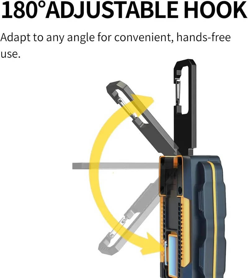 1000 Lumen Magnetic LED Work Light, 4800mAh Rechargeable Battery with 180 Degree Rotating Hook for Car Repair and Emergencies