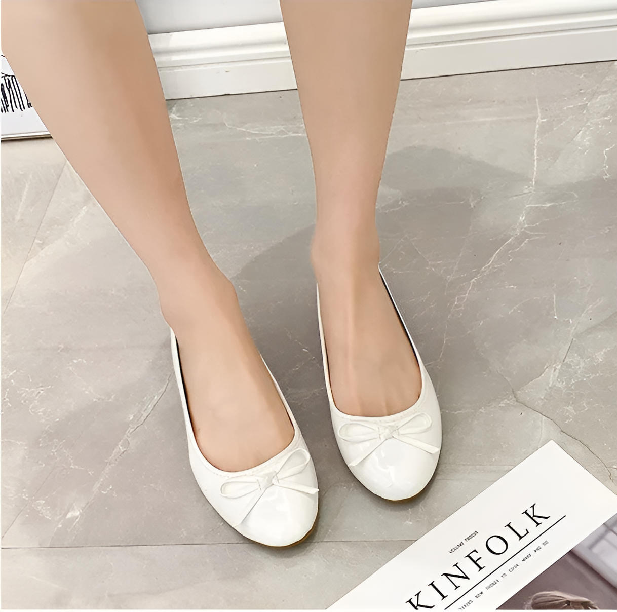 Womens Ballet Flats with Arch Support and Cushioned Insole, Slip-On Design