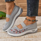 Breathable Mary Jane Sneakers with Floral Embroidery and Elastic Instep Strap